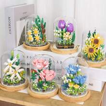 1 pezzo Piccoli blocchi da costruzione a forma di fiore girasole e rosa, profumo per decorazione di camera da letto e soggiorno, regalo per compleanni e Ringraziamento