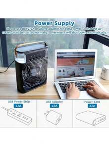 6 Inch Air Conditioner Cooling Fan With 5 Spray 7 Color Light Portable Fans Air Cooler Kipas Mini Fan Air Humidifier SKU:Sv - Green - View 7