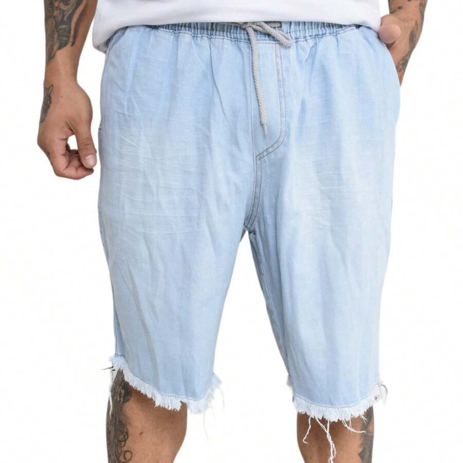 Men Shorts - 淺色水洗藍 - 查看 1