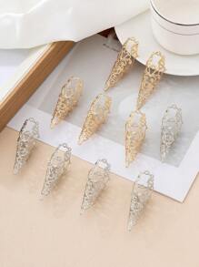 5pcs Conjunto de Anéis de Unha de Strass Luxuosos, Perfeito para Apresentações de Dança, Festas e Reuniões de Mulheres.