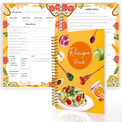 A5 Recipe Book With Waterproof Cover - The Perfect Recipe Notebook To Write In Your Own Recipes - Simplified Blank Cookbook To Organize Your Recipes Back To School