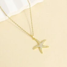 1 Vòng cổ mặt dây chuyền sao biển đơn giản và thời trang với kết thúc bằng vàng và bạc, thích hợp cho phụ nữ mặc thường ngày - dây chuyền mặt hình sao biển - Xem 3