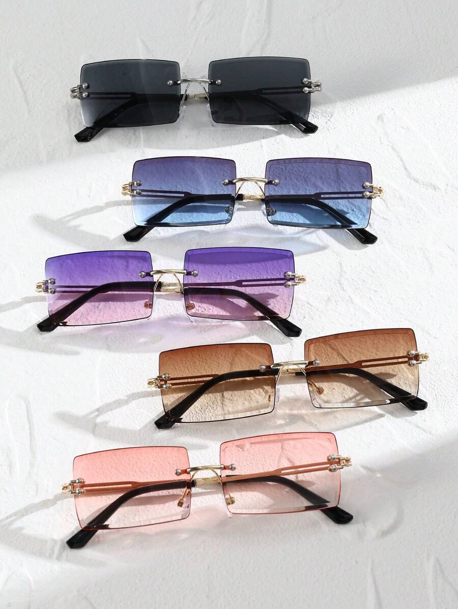 5pcs Wholesale Multicolor Square Rimless Y2K Boho Fashion Glasses For