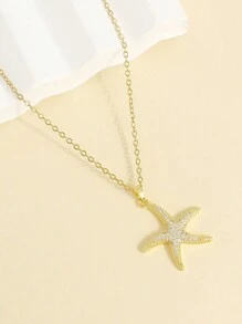 1 Vòng cổ mặt dây chuyền sao biển đơn giản và thời trang với kết thúc bằng vàng và bạc, thích hợp cho phụ nữ mặc thường ngày - dây chuyền mặt hình sao biển - Xem 8