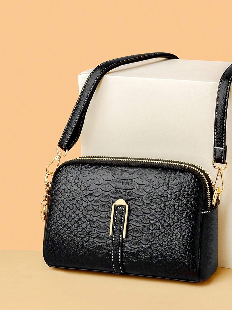Bolso de hombro Vintage con grabado de cocodrilo, Bolso de hombro Vintage grabado con diamantes a cuadros, Bolso de hombro de PU Vintage, Bolsos y carteras versátiles para mujeres