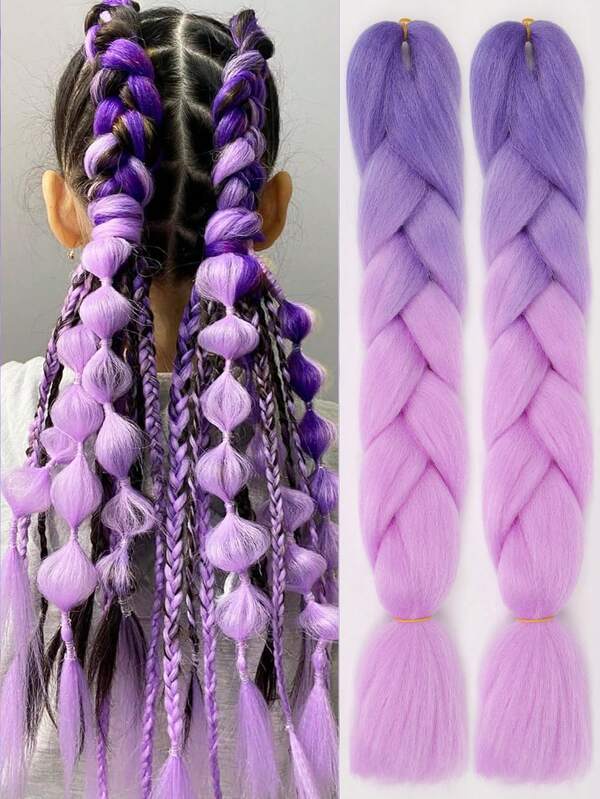 Mèches synthétiques de tresse jumbo de 24 pouces dégradé d"extension de cheveux Jumbo pour les femmes Tresses de cheveux DIY rose violet