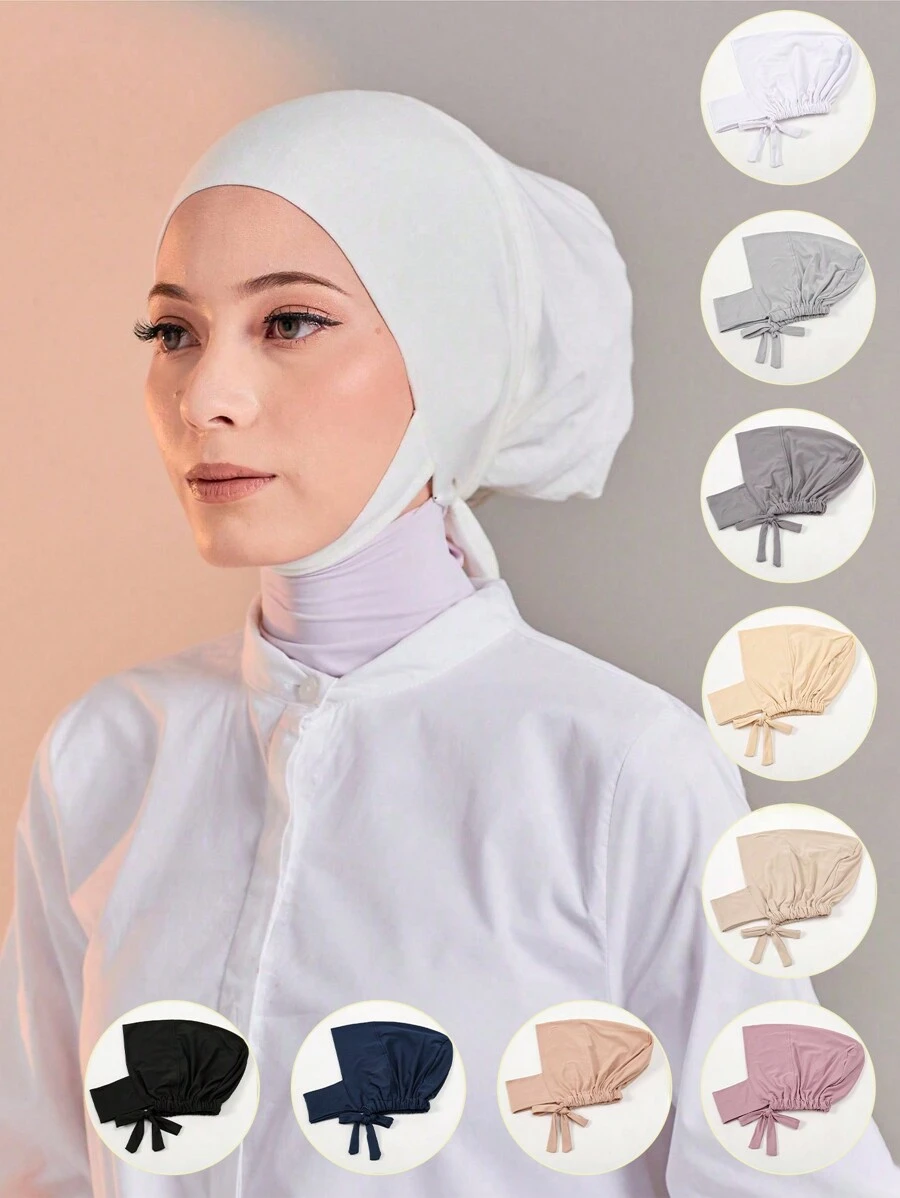 1 件/2 件女式氨纶颈部保暖头带，高弹性围巾帽，时尚纯色无檐小便帽，适合日常佩戴 - 彩色 - 查看 1