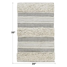 Bath Rug Hand-Woven Texture Shaggy Striped Soft & Water Absorbent, Boho Bathroom Décor Bath-Mats, Non-Slip Absorbent Quick Dry Mats For Tub, Shower Room, Asher - Grey - View 6
