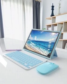 Tablet 2 In 1 Tablet With Keyboard Case Mouse Stylus Pen, 10 Inch Tablet Android Tablets PC, 10.1" HD Tab 6000mah Battery 32GB+1TB Expandable 2MP+8MP Dual Camera Tableta Computer Pink Tab.