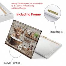 1pc Canvas Poster, Rustic Art, Funny Bathroom Wall Art Decor, Highland Cow Wall Art, Farmhouse Bathroom Decor, Ideal Gift For Bedroom Living Room Corridor, Wall Art, Wall Decor, Fall Decor, Wall Decor, Room Decoration, No Frame Gifts Birthday Graduation