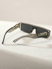 1件装 时尚男女通用黑色方形Y2K沙滩眼镜，带个性化墨镜配件 沙滩配饰 眼镜 墨镜 - 灰色 - 查看 2