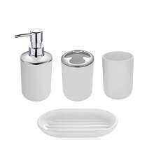 4pcs Simple Bathroom Accessories Set, Toothbrush Holder Soap Dish Dispenser Tumbler, Grey - Multicolor - View 15