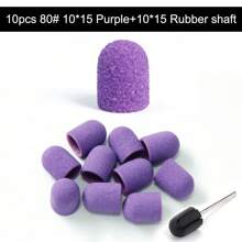 10 peças 10*15mm Caps de Lixa 80# 120# 180# com Mandril de Borracha, Broca de Unha Elétrica Cortadora de Ponta com Bandas de Lixa para Manicure, Pedicure e Cuidados com os Pés.