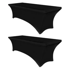 1pc 6ft Spandex Tablecloth For Standard Folding Table With 1pc Universal Rectangle Table Cover Protector, Ideal For Parties, Weddings, Trade Shows, Vendors - 6ft - View 8
