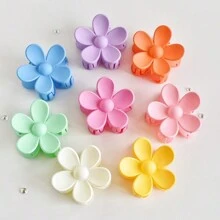 8 Stücke/Set Damen süße Candy-Farbe matte Blumen-förmige Kunststoff Haarspangen, geeignet zum Stylen von Dutt-Frisuren, für den Alltag, als Geburtstagsgeschenk und zum Ausgehen, Haarklammer, Haarklemme, Haarspange