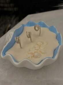 1 pieza Molde de silicona con forma de concha marina para hacer velas, bandeja creativa para almacenar o servir frutas, molde de yeso, resina o concreto DIY, decoración del hogar