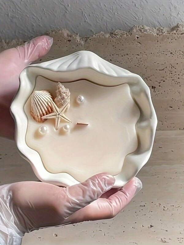 1 pieza Molde de silicona con forma de concha marina para hacer velas, bandeja creativa para almacenar o servir frutas, molde de yeso, resina o concreto DIY, decoración del hogar