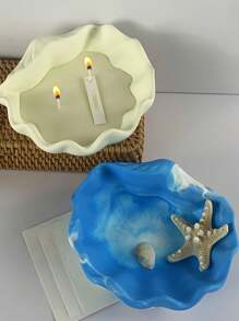 1 pieza Molde de silicona con forma de concha marina para hacer velas, bandeja creativa para almacenar o servir frutas, molde de yeso, resina o concreto DIY, decoración del hogar