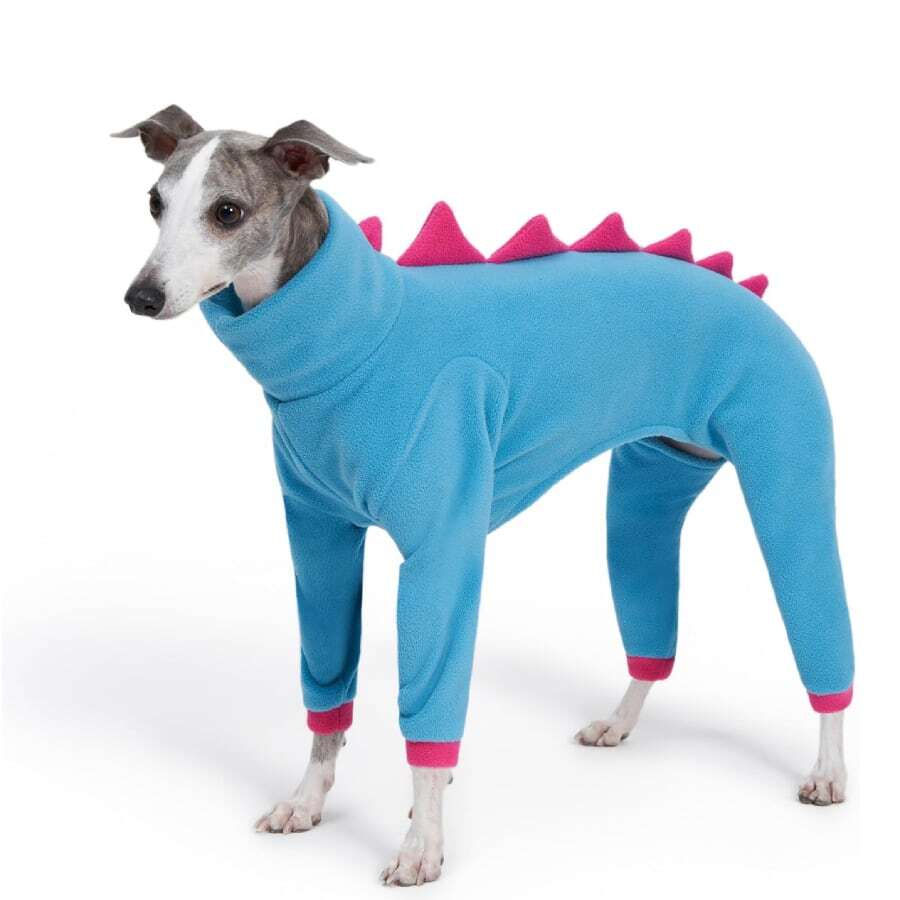 Italian Greyhound Dog Dinosaur Costume Fleece Clothes For Dog - Blue - View 1