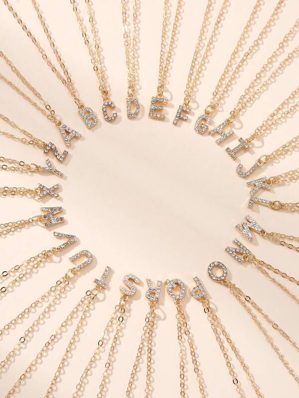 1 Stück Mädchen Halskette mit englischen Buchstaben und Kristallketten, Tägliche Dekoration