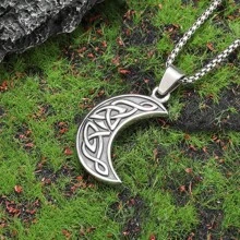 1 pieza Colgante de Luna creciente vikinga nórdica para hombre - colgante de luna - Ver 4
