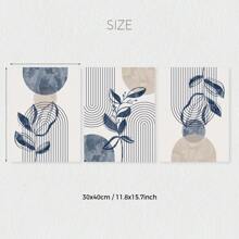 Set Of 3 Bohemian Navy Blue & Beige Abstract Geometric Line & Floral Wall Art Prints, Boho Botanical Geometric Shapes Print Poster, Medieval Print, Ideal Gift For Bedroom Living Room Hallway Wall Art, Wall Decor, Room Decor, Home Decor, Unframed,Canvas Gifts Birthday Graduation Coastal Decor Coastal Decor Beach Decor