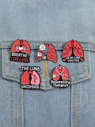 5pcs Creative Cartoon Brooch Set (Lungs, Chest, Liver, Stomach, And Brain), Suitable For Men And Women For Daily Wear With Clothes And Bags