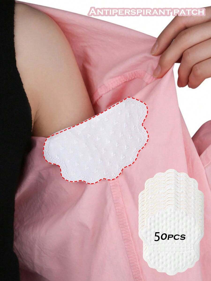 50pcs Disposable Sweat Pads For Armpits, Collars And Caps, Summer