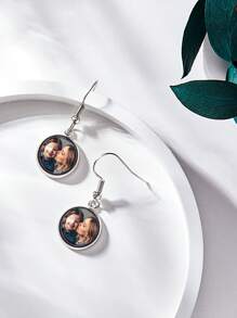 1對定製照片垂墜耳環 - 個性化定製禮物，為她帶來獨特的珠寶饰品-適用於母親、女友、母親節、生日、周年紀念日