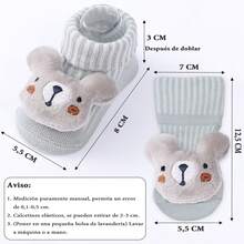 ANTSAY 3 Pairs Non-Slip Baby Socks, 3D Cartoon Knitted Socks For Boys And Girls, Soft And Comfortable Socks For Newborn Baby With All Season - 灰色 - 查看 2