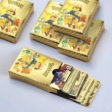 55 pezzi - Carte da collezione in oro, argento e nero di Charizard, Mewtwo Vmax GX Vstar in inglese, spagnolo, francese e tedesco, giocattoli per appassionati - Dorato - Visualizzare 6