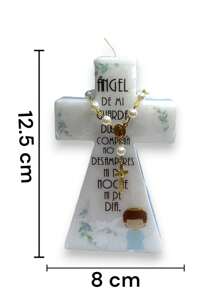 Vela en forma de cruz con padre nuestro y decenario - Rosa - Ver 3