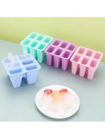 6 Cavities Ice Cream Mold Reusable Popsicle Molds Ice Pop Molds Maker Easy Release Silicone Ice Cube Tray Ice Cube Maker