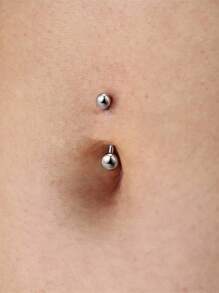 Esberry 1pc S925 Sterling Silver 8mm&10mm Navel Ring Round Belly Button Piercing Simple For Women Stylish And Sexy For Summer Beach Wear