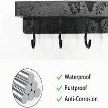Đen Treo tường Giá đỡ Với Giá giữ chìa khóa Và Lưu trữ Cái mâm , Được trang bị Với 6 Móc Và Lưu trữ Cái mâm - màu đen - Xem 5
