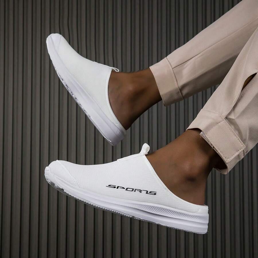 Zapatos deportivos transpirables de slip-on para hombres, sandalias sin talón para parejas, zuecos de malla para mujeres sin tacón