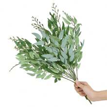 1束人造柳葉叉假柳枝植物，適用於室內室外婚禮家居裝飾，假葉叢林派對植物 - 彩色 - 查看 5