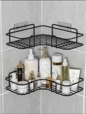 1pc No-Drill Bathroom Storage Rack, Toilet Corner Shelf, Kitchen Organizer Home Bathroom Decor Bathroom Organizer Fall Decor Back To School