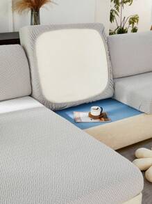 Thickened Jacquard Plush Half-Pack Sofa Seat Cushion Cover, High Elasticity And Stretchability - Light Grey - View 1