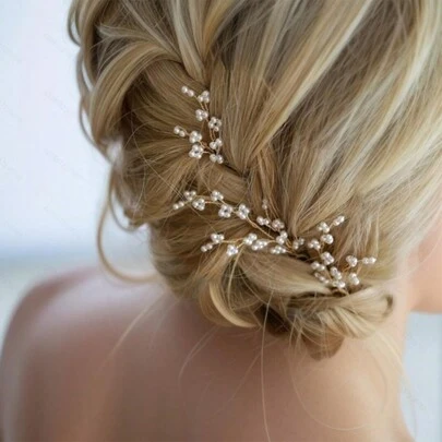 3 st. handgjorda hårnålar med pärlor för kvinnor, brudhuvudbonad för bröllopsfest, alla hjärtans dag-accessoarer