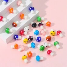 6入組（隨機顏色）可愛蘑菇造型珠子，適用於DIY手鍊、項鍊和耳環 - 樹脂蘑菇 - 查看 4