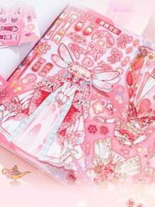 Candy Dream DIY Scene Sticker Book, Cartoon INS Style Girl Heart Journal  Melody Dress-Up Sticker Album - Pink - View 2
