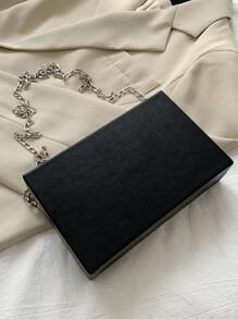 创意磁性胶带造型女士时尚个性链条包，适合购物、休闲、百搭 PU 材质单肩斜挎包 - 黑色 - 查看 8