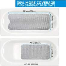 1pc Gray Textured Modern Bathroom Mat, Soft PVC Anti-Slip Bathtub Mat, Easy Clean Bathroom Carpet With Suction Cups & Drainage Holes, Washable Shower Mat Suitable For Bathroom & Bathtub (Please Select Appropriate Size) Home Bathroom Decor Bath Rug Outdoor Rug Door Mat Fall Decor Bathroom Accessories Back To School Entryway Decor - Grey - View 3