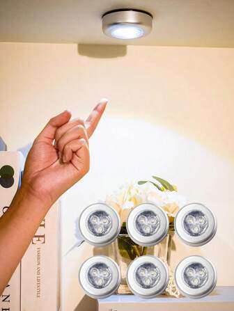 1/3/6pcs LED Cabinet Light, Round Wall Lamp, Ideal For Home, Kitchen, Cabinet Decoration