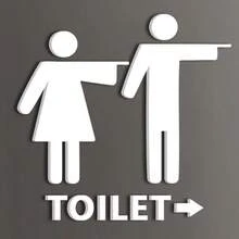 Cartel de puerta para centro comercial, restaurante, cafetería, baño público, señal de dirección del baño, placa de pared del baño 3D, símbolo de género, señal de baño WC, decoración minimalista del baño - en blanco y negro - Ver 8