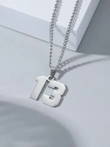 1 pièce Collier pendentif en acier inoxydable à numéro dathlète 0-99 à la mode pour hommes cadeau de basket-ball baseball football