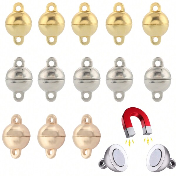 5Set Round Magnetic Clasps Stainless Steel Ball Shape Connectors For Jewelry Making DIY Leather Bracelet Accessories