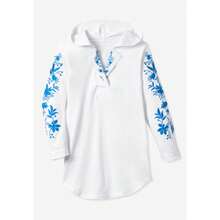 Woman Within Plus Size Embroidered Hoodie Sweatshirt - 白色刺繡 - 查看 2