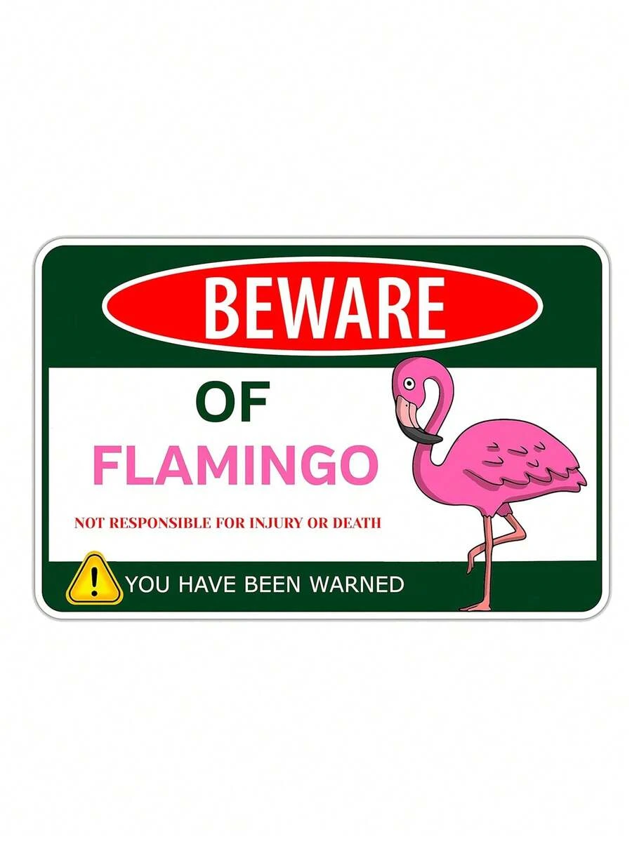 Letrero de metal Cuidado con el Flamenco, señal divertida de flamenco rosa, regalo para mujeres, decoración de pared para el dormitorio y el baño, 1 pieza, 30 x 20 cm